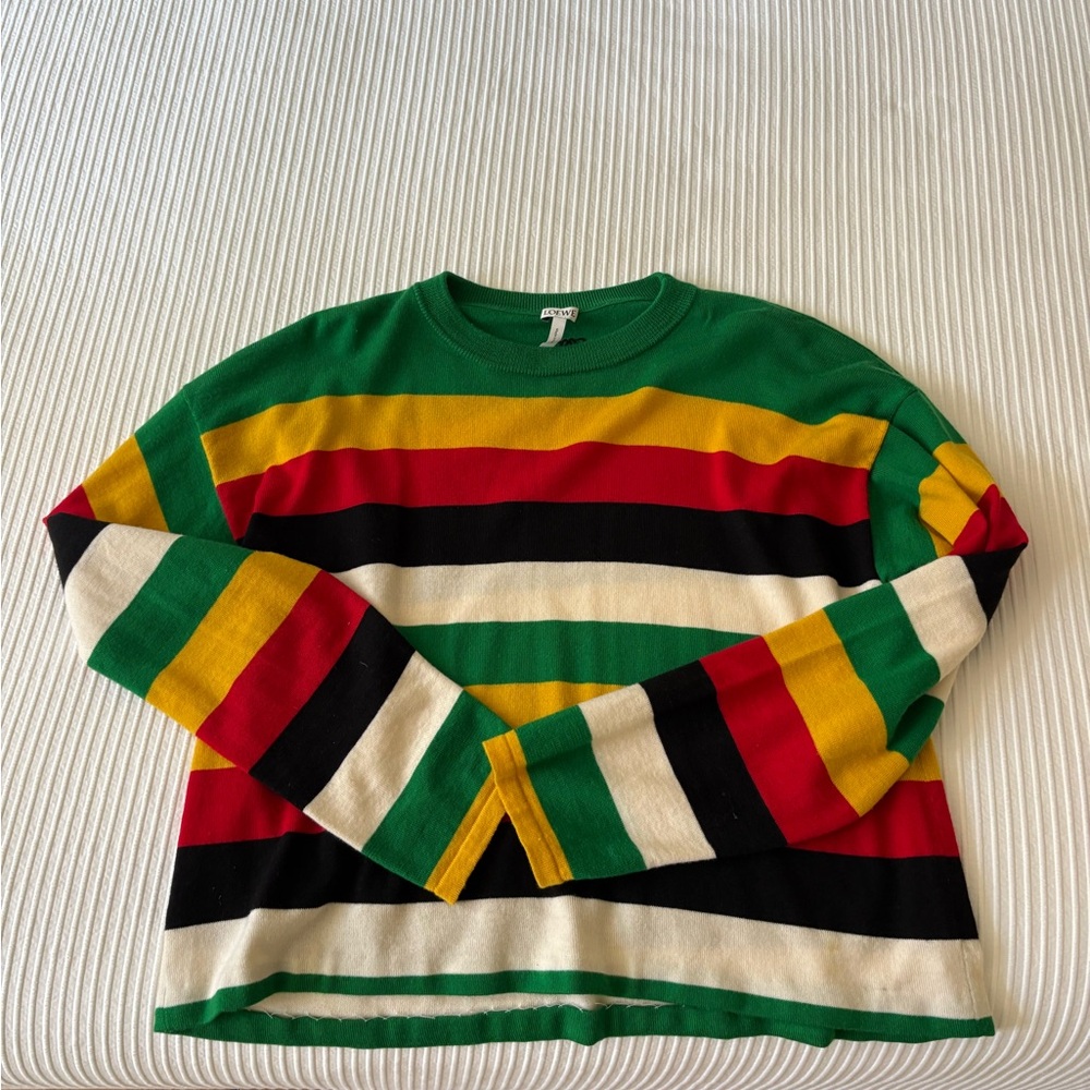 Men’s Loewe Tailor Cropped Colorful Striped Sweater
